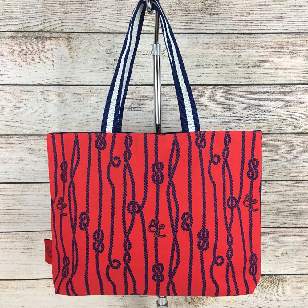 Estee Lauder Tote Bag Nautical Rope Knot Red White Blue